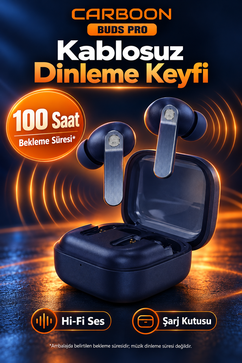 CARBOON Buds Pro Şarj Kutulu Kablosuz Kulak İçi Kulaklık – Hi-Fi Ses ve Güçlendirilmiş Bas