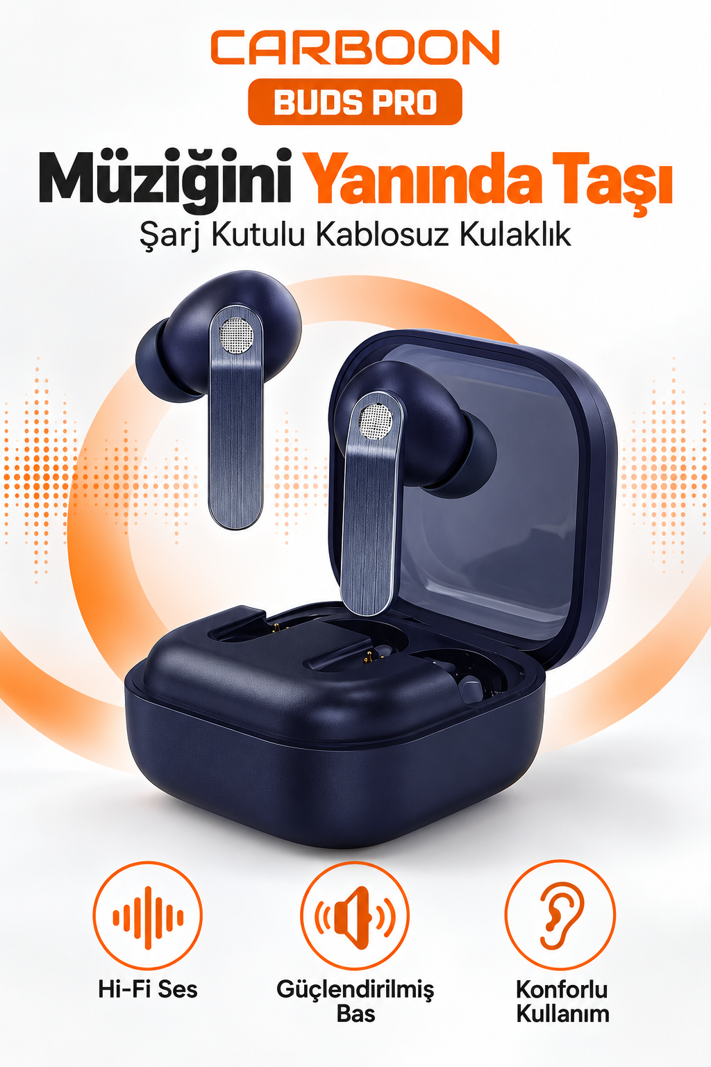 CARBOON Buds Pro Şarj Kutulu Kablosuz Kulak İçi Kulaklık – Hi-Fi Ses ve Güçlendirilmiş Bas